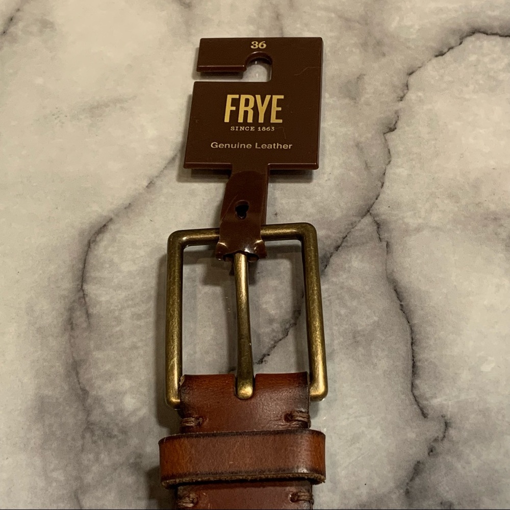 Frye Men’s Genuine Leather Brown Stitched Belt - Picture 10 of 16